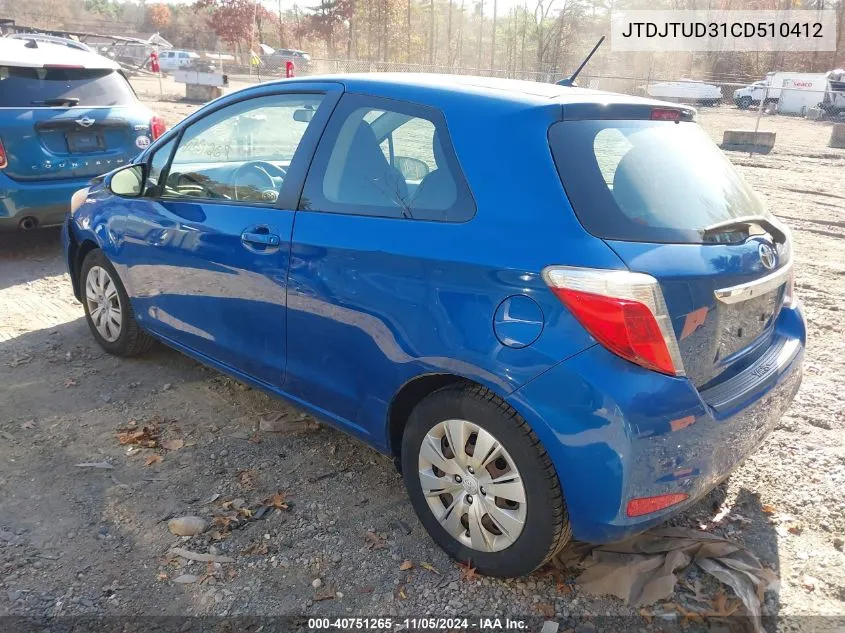 2012 Toyota Yaris L VIN: JTDJTUD31CD510412 Lot: 40751265