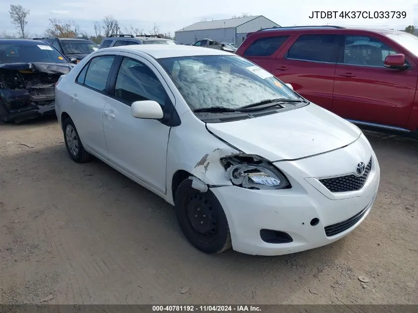 2012 Toyota Yaris VIN: JTDBT4K37CL033739 Lot: 40781192