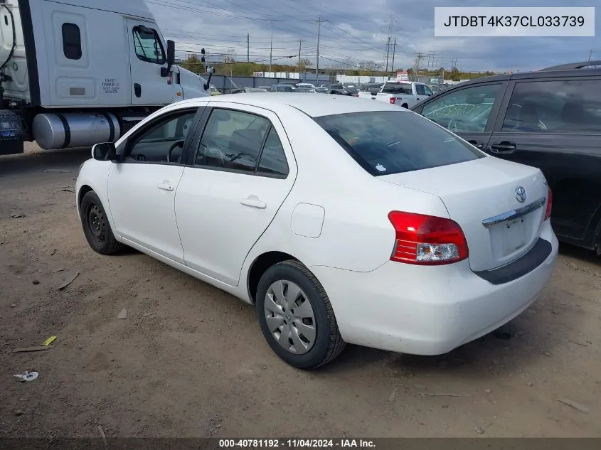 2012 Toyota Yaris VIN: JTDBT4K37CL033739 Lot: 40781192