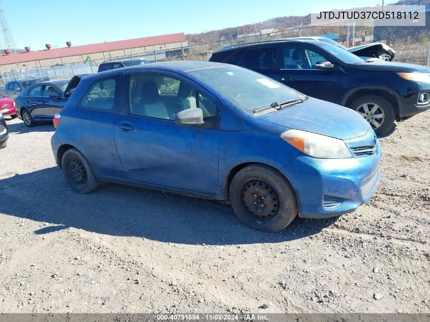 2012 Toyota Yaris Le VIN: JTDJTUD37CD518112 Lot: 40791594