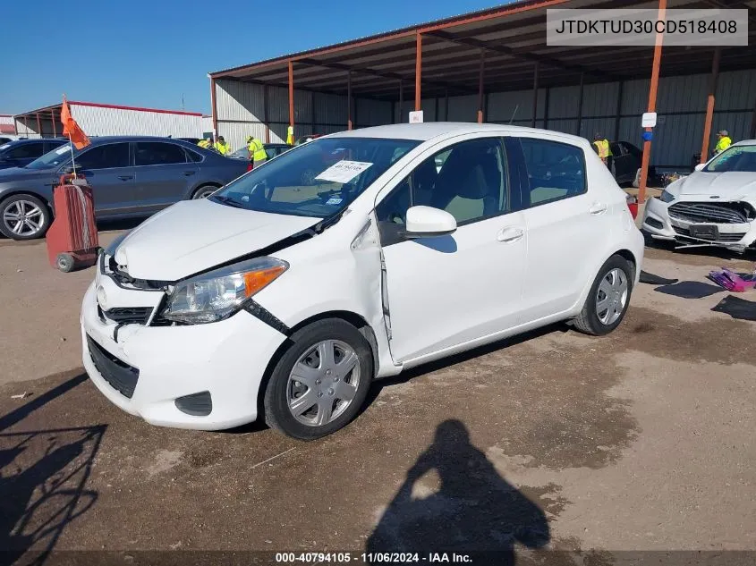 2012 Toyota Yaris Le VIN: JTDKTUD30CD518408 Lot: 40794105