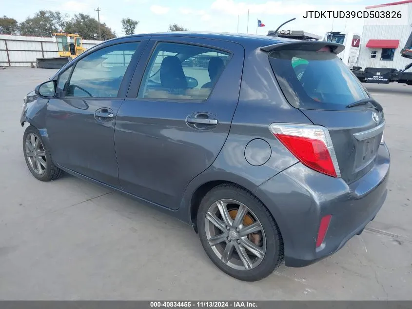 2012 Toyota Yaris Se VIN: JTDKTUD39CD503826 Lot: 40834455