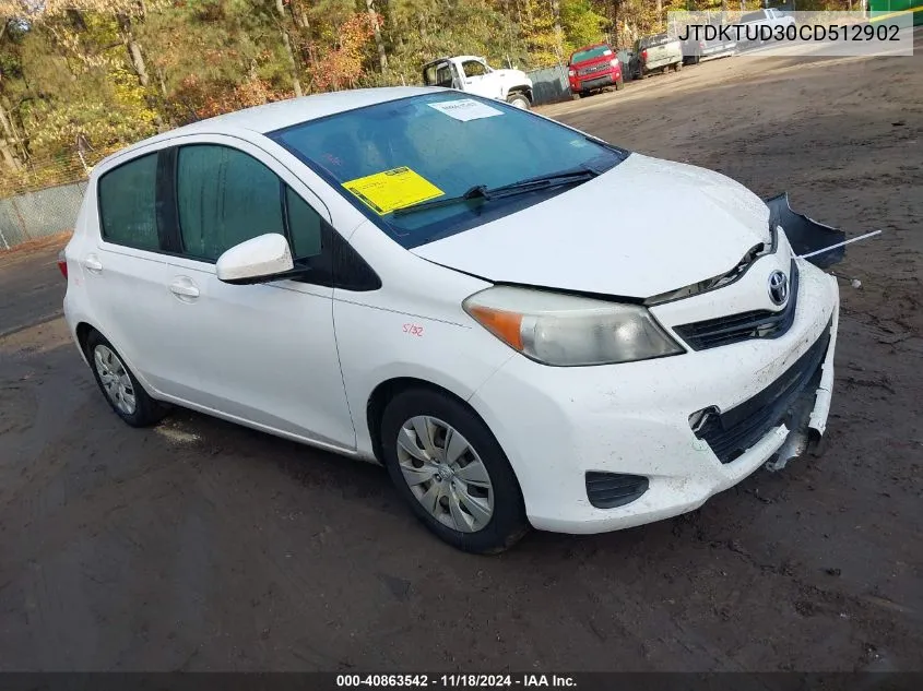 2012 Toyota Yaris Le VIN: JTDKTUD30CD512902 Lot: 40863542