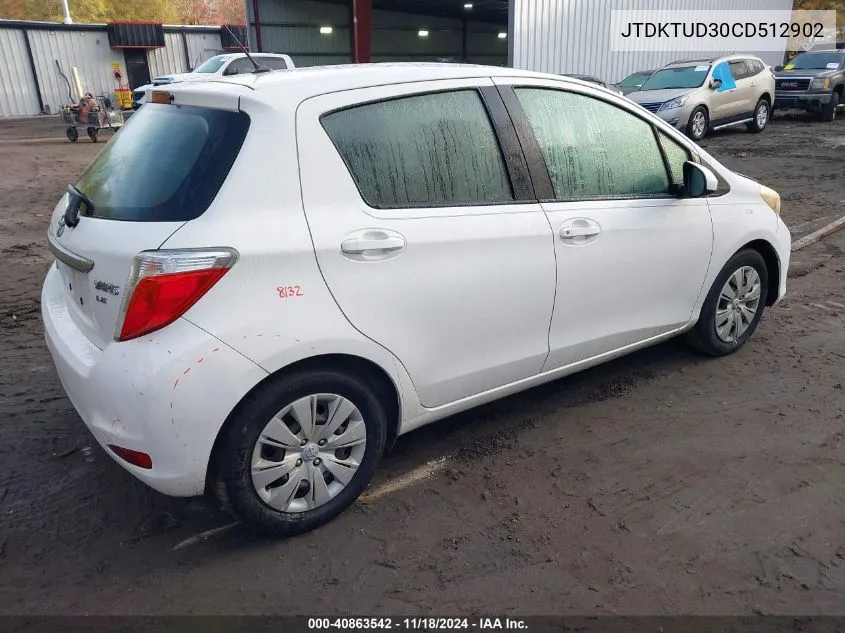 2012 Toyota Yaris Le VIN: JTDKTUD30CD512902 Lot: 40863542