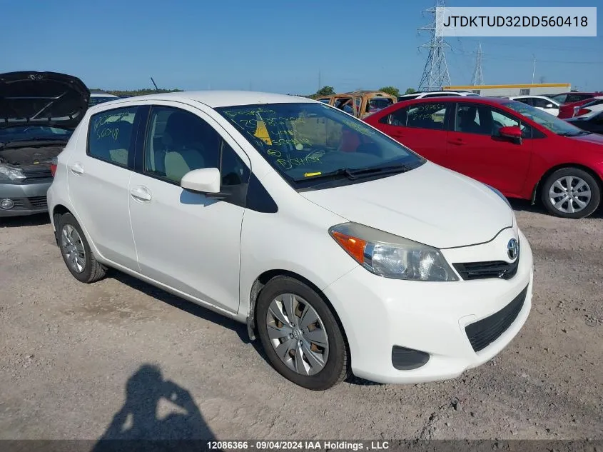 2013 Toyota Yaris VIN: JTDKTUD32DD560418 Lot: 12086366