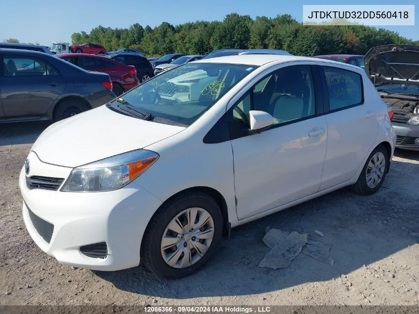 2013 Toyota Yaris VIN: JTDKTUD32DD560418 Lot: 12086366