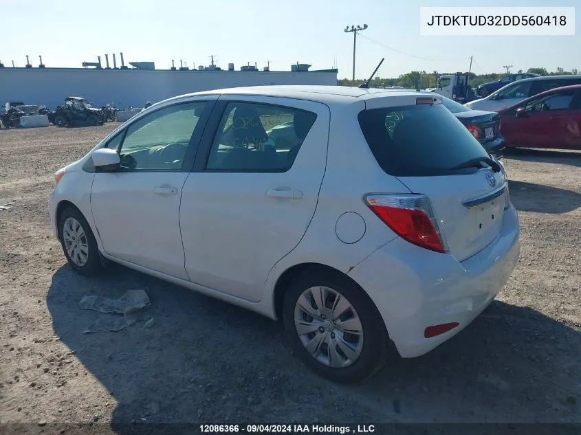 2013 Toyota Yaris VIN: JTDKTUD32DD560418 Lot: 12086366