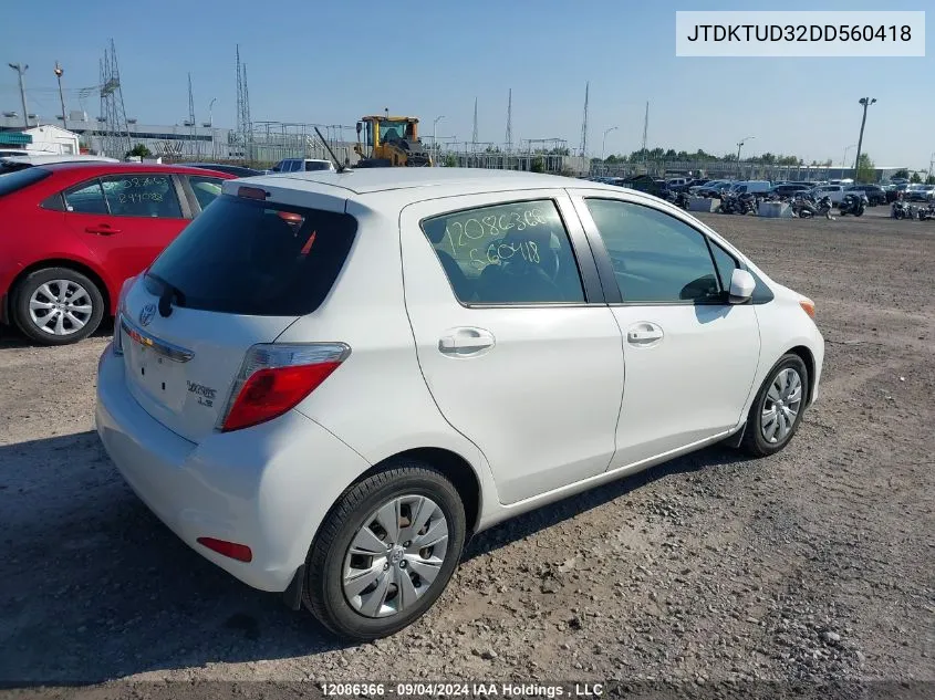 2013 Toyota Yaris VIN: JTDKTUD32DD560418 Lot: 12086366