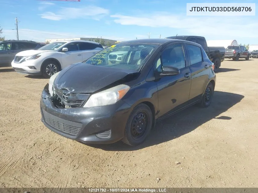 2013 Toyota Yaris VIN: JTDKTUD33DD568706 Lot: 12121792