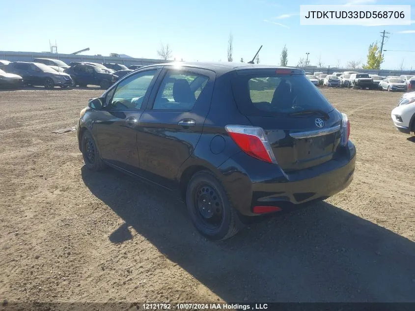 2013 Toyota Yaris VIN: JTDKTUD33DD568706 Lot: 12121792