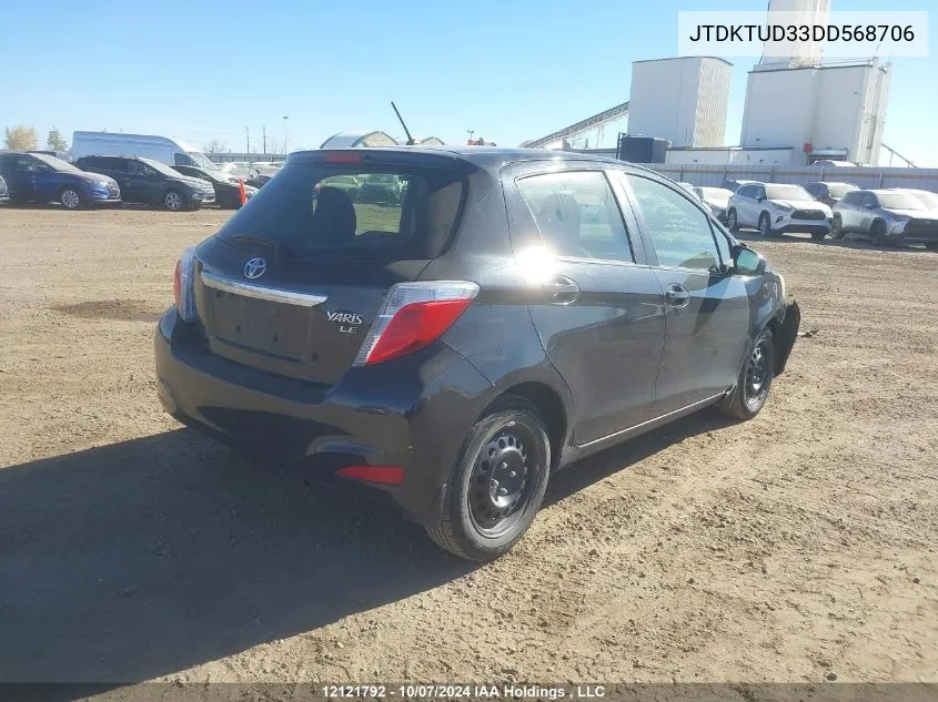 2013 Toyota Yaris VIN: JTDKTUD33DD568706 Lot: 12121792