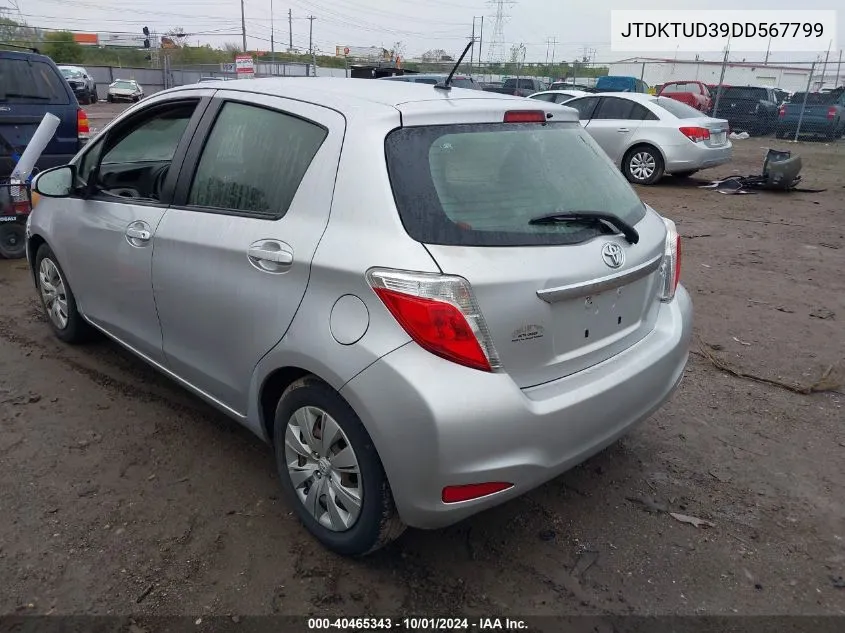 2013 Toyota Yaris Le VIN: JTDKTUD39DD567799 Lot: 40465343