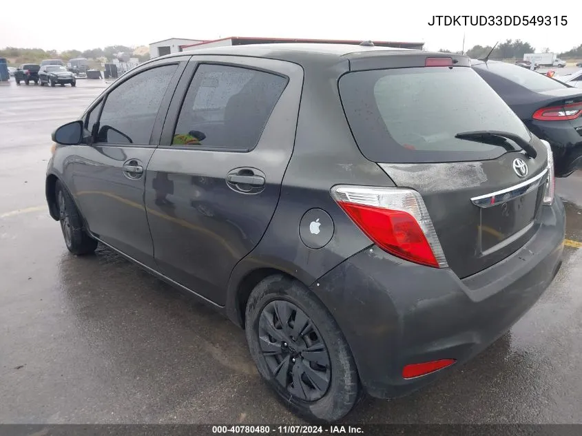 2013 Toyota Yaris Le VIN: JTDKTUD33DD549315 Lot: 40780480