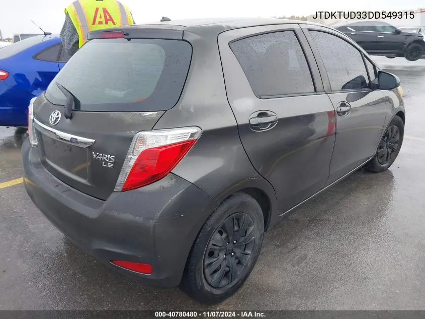 2013 Toyota Yaris Le VIN: JTDKTUD33DD549315 Lot: 40780480