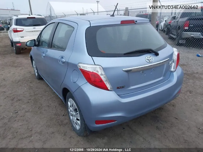 2014 Toyota Yaris Le VIN: VNKKTUD34EA002662 Lot: 12123585