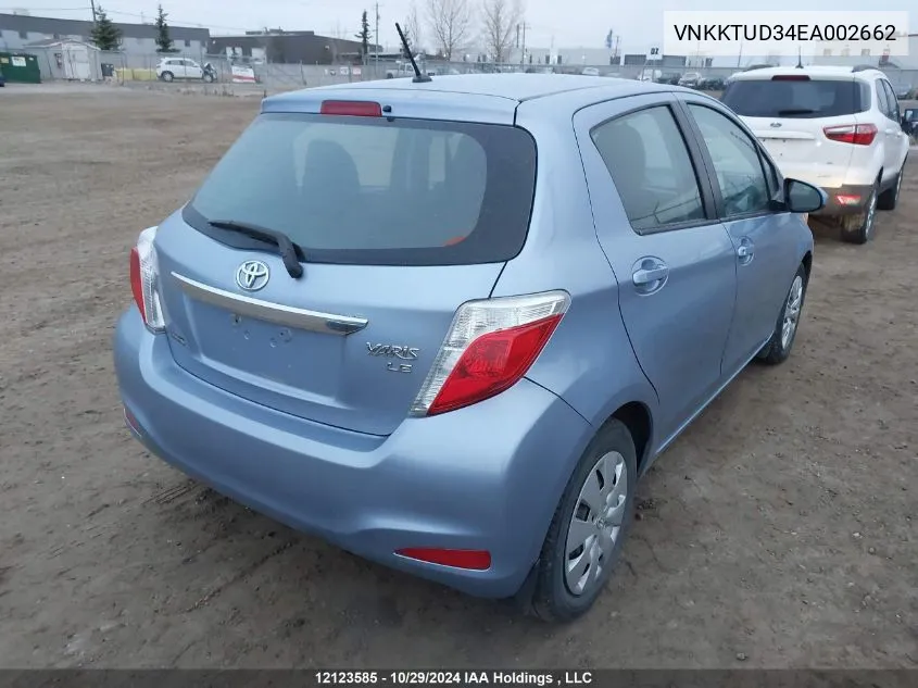 VNKKTUD34EA002662 2014 Toyota Yaris Le