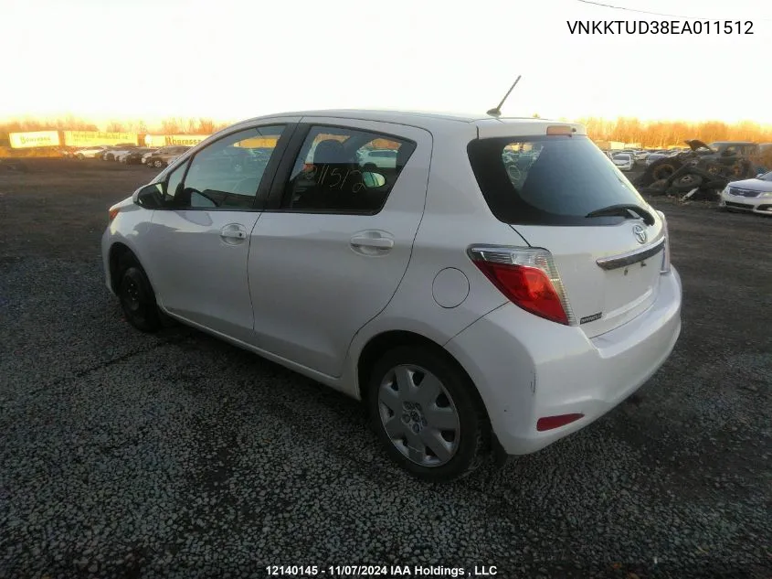 2014 Toyota Yaris VIN: VNKKTUD38EA011512 Lot: 12140145