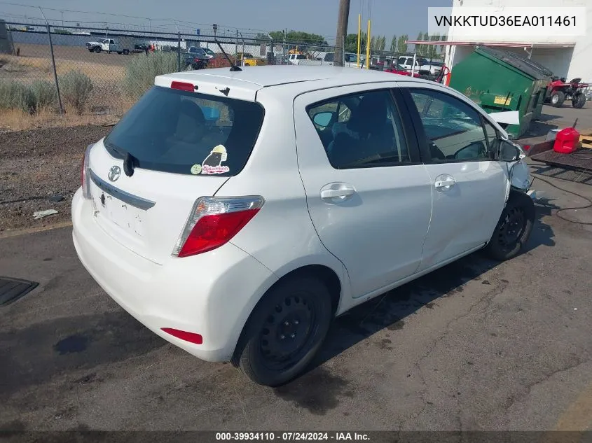 2014 Toyota Yaris L (Tmmf Plant) VIN: VNKKTUD36EA011461 Lot: 39934110