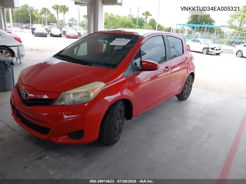 2014 Toyota Yaris Le (Tmmf Plant) VIN: VNKKTUD34EA005321 Lot: 39974623