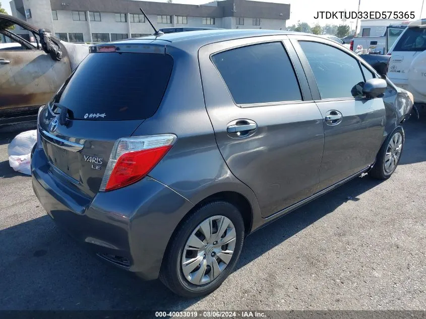 2014 Toyota Yaris Le (Tmc/Cbu Plant) VIN: JTDKTUD33ED575365 Lot: 40033019