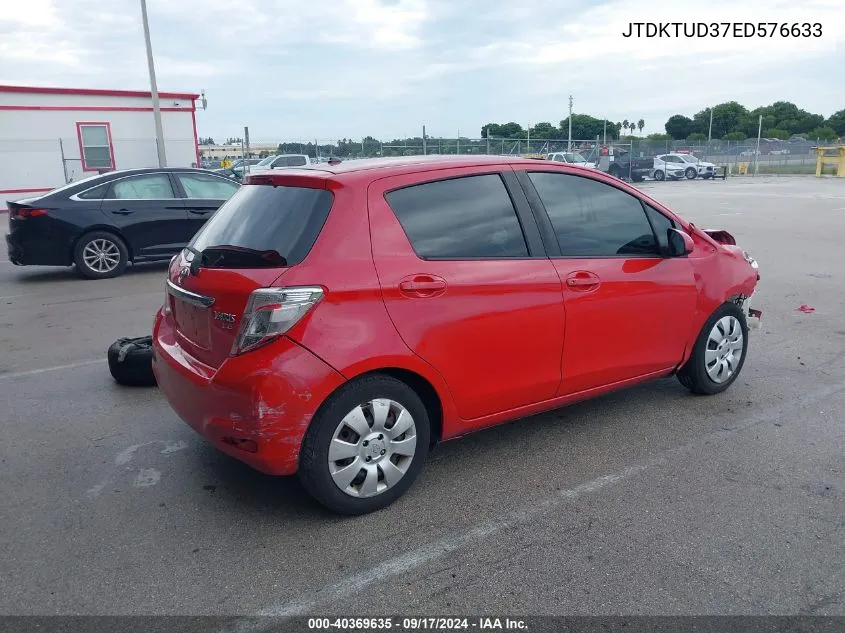 2014 Toyota Yaris Le (Tmc/Cbu Plant) VIN: JTDKTUD37ED576633 Lot: 40369635