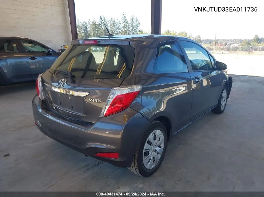 2014 Toyota Yaris L (Tmmf Plant) VIN: VNKJTUD33EA011736 Lot: 40431474