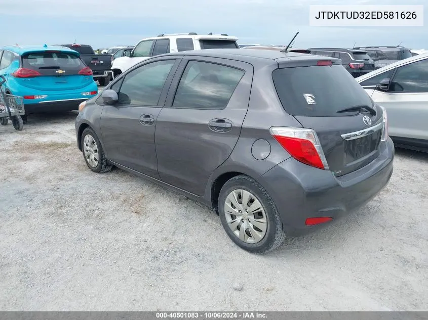 2014 Toyota Yaris VIN: JTDKTUD32ED581626 Lot: 40501083