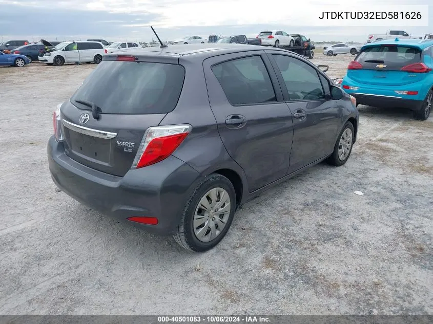 2014 Toyota Yaris VIN: JTDKTUD32ED581626 Lot: 40501083