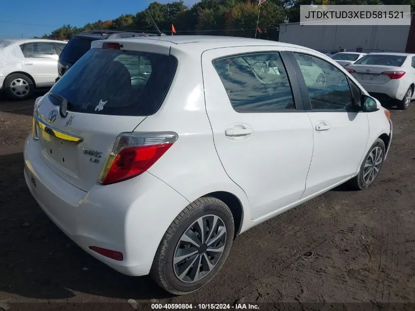 2014 Toyota Yaris Le (Tmc/Cbu Plant) VIN: JTDKTUD3XED581521 Lot: 40590804