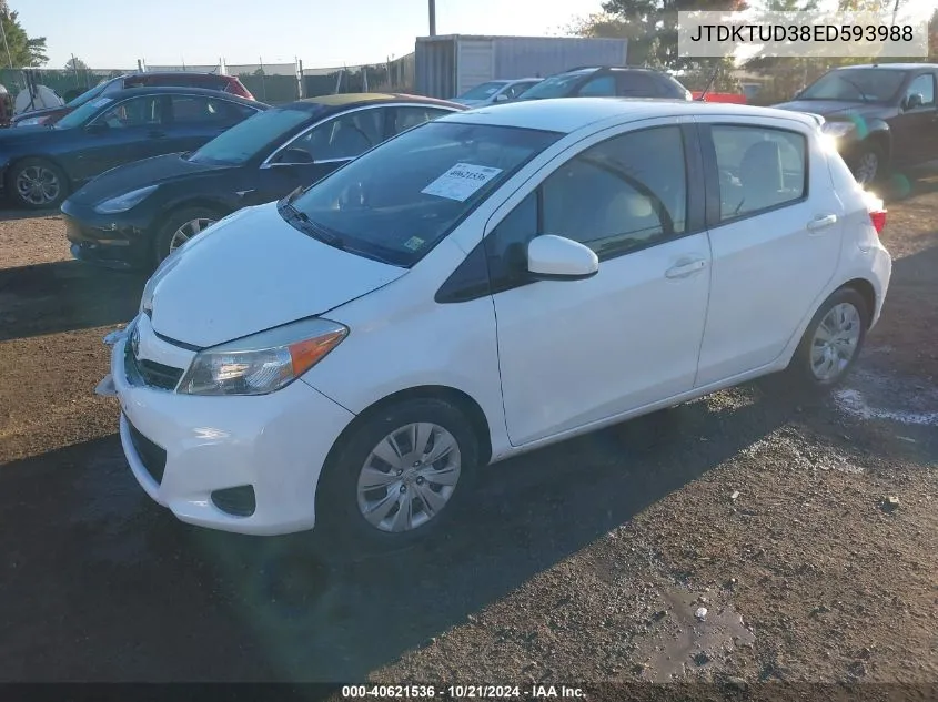 2014 Toyota Yaris L (Tmc/Cbu Plant) VIN: JTDKTUD38ED593988 Lot: 40621536