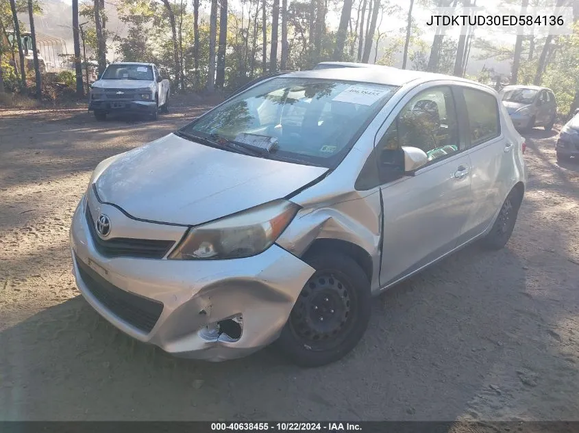 2014 Toyota Yaris Le (Tmc/Cbu Plant) VIN: JTDKTUD30ED584136 Lot: 40638455