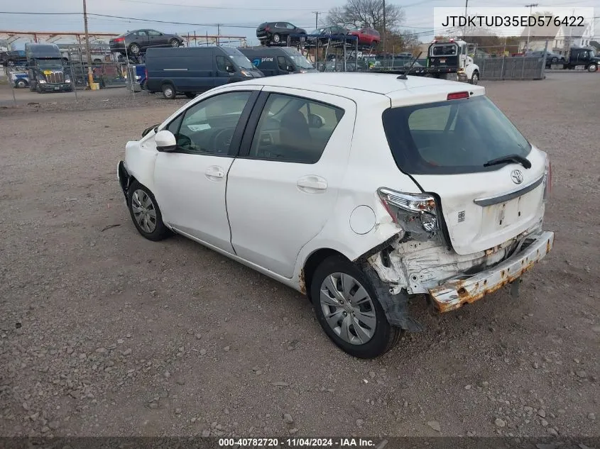 2014 Toyota Yaris Le (Tmc/Cbu Plant) VIN: JTDKTUD35ED576422 Lot: 40782720