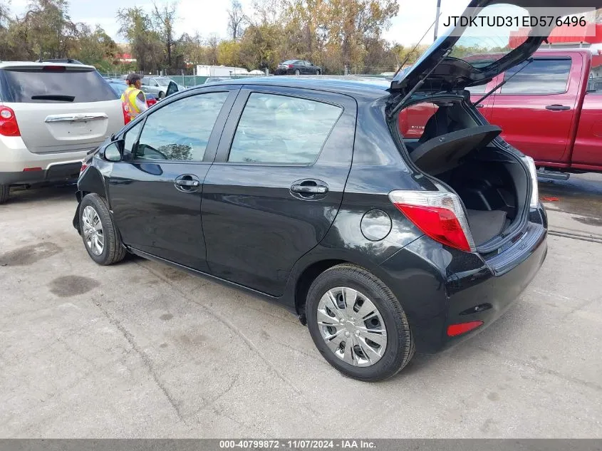 2014 Toyota Yaris Le (Tmc/Cbu Plant) VIN: JTDKTUD31ED576496 Lot: 40799872