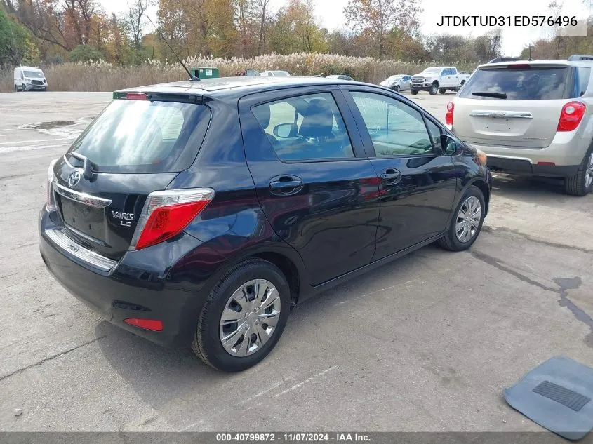 2014 Toyota Yaris Le (Tmc/Cbu Plant) VIN: JTDKTUD31ED576496 Lot: 40799872