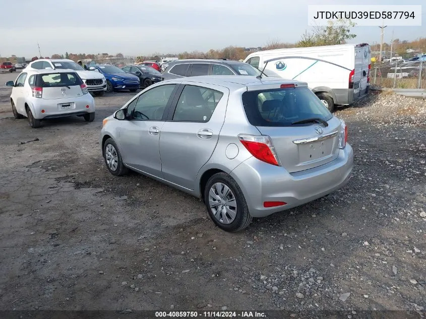 2014 Toyota Yaris Le (Tmc/Cbu Plant) VIN: JTDKTUD39ED587794 Lot: 40859750