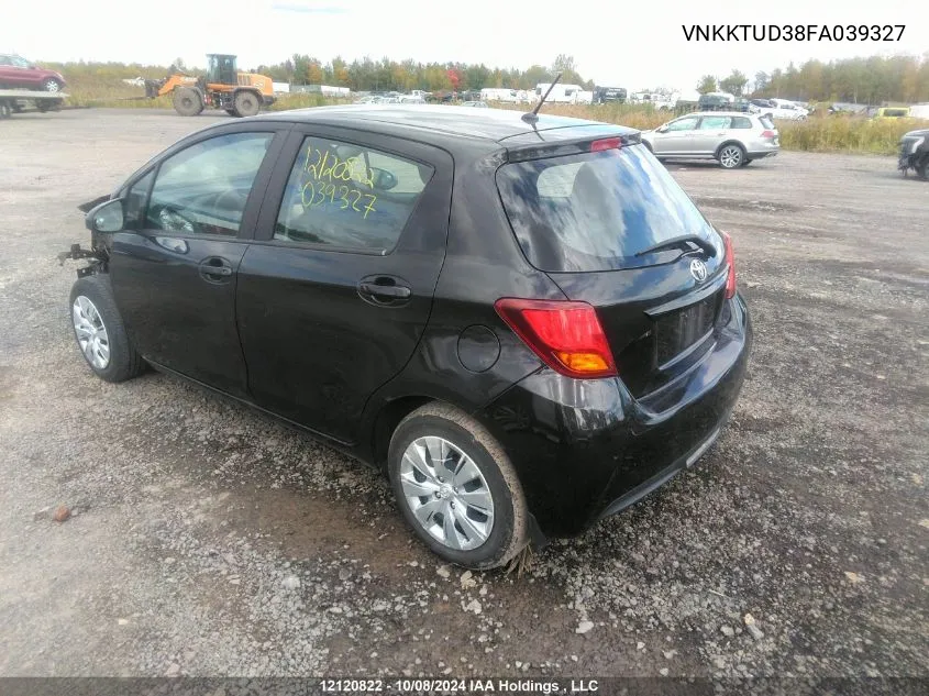 2015 Toyota Yaris VIN: VNKKTUD38FA039327 Lot: 12120822