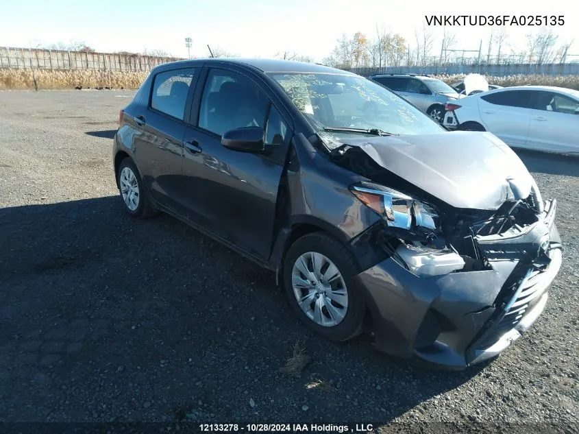 2015 Toyota Yaris VIN: VNKKTUD36FA025135 Lot: 12133278