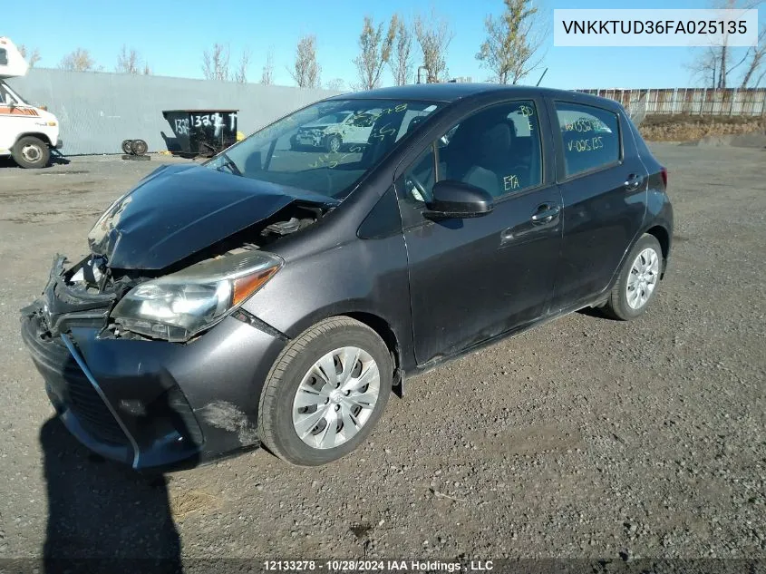 2015 Toyota Yaris VIN: VNKKTUD36FA025135 Lot: 12133278