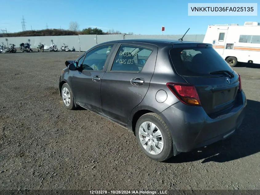 2015 Toyota Yaris VIN: VNKKTUD36FA025135 Lot: 12133278