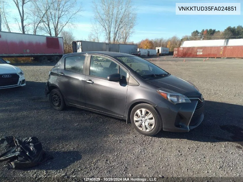 2015 Toyota Yaris Le VIN: VNKKTUD35FA024851 Lot: 12140529