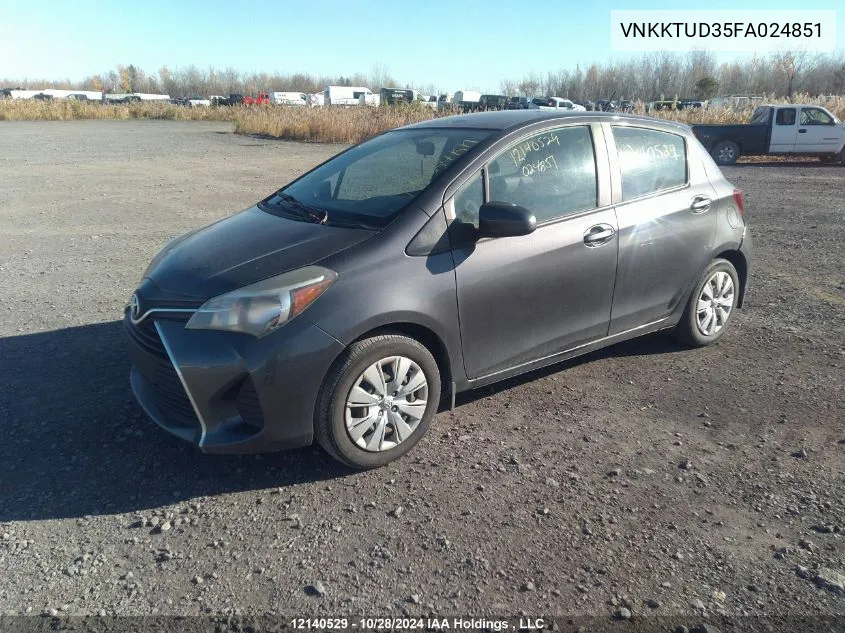 2015 Toyota Yaris Le VIN: VNKKTUD35FA024851 Lot: 12140529