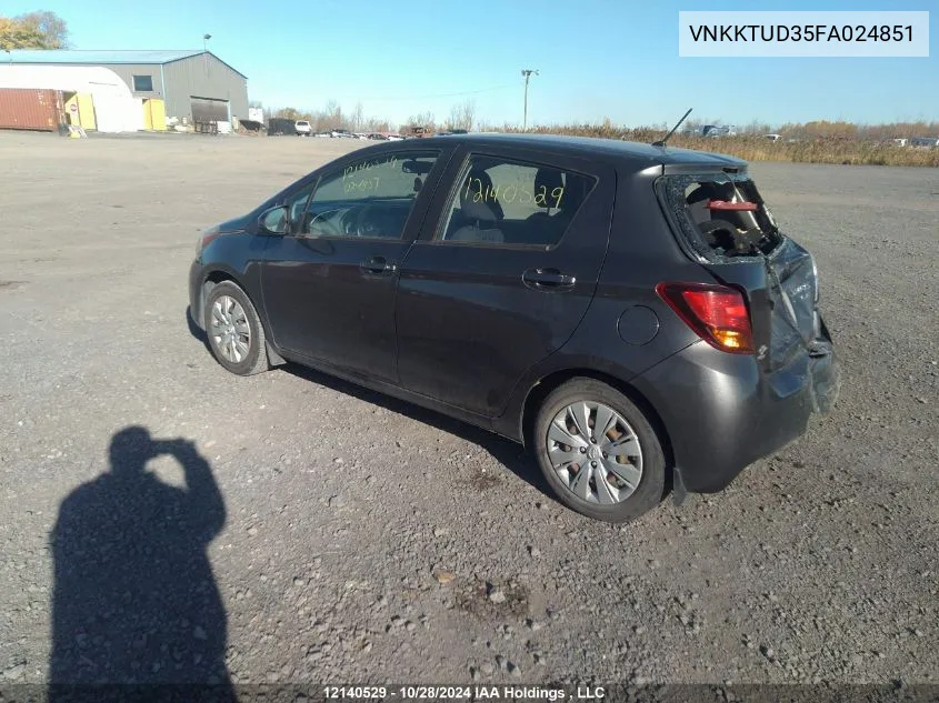 2015 Toyota Yaris Le VIN: VNKKTUD35FA024851 Lot: 12140529