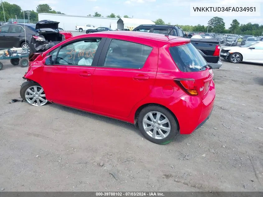 VNKKTUD34FA034951 2015 Toyota Yaris Le