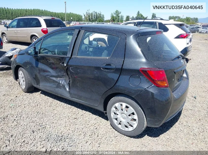 VNKKTUD35FA040645 2015 Toyota Yaris L