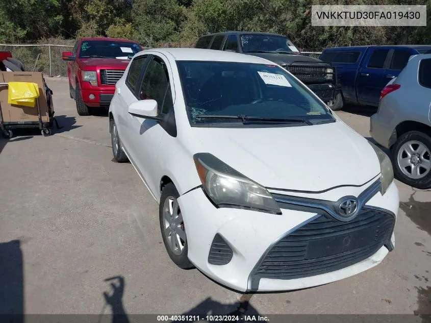 2015 Toyota Yaris Le VIN: VNKKTUD30FA019430 Lot: 40351211