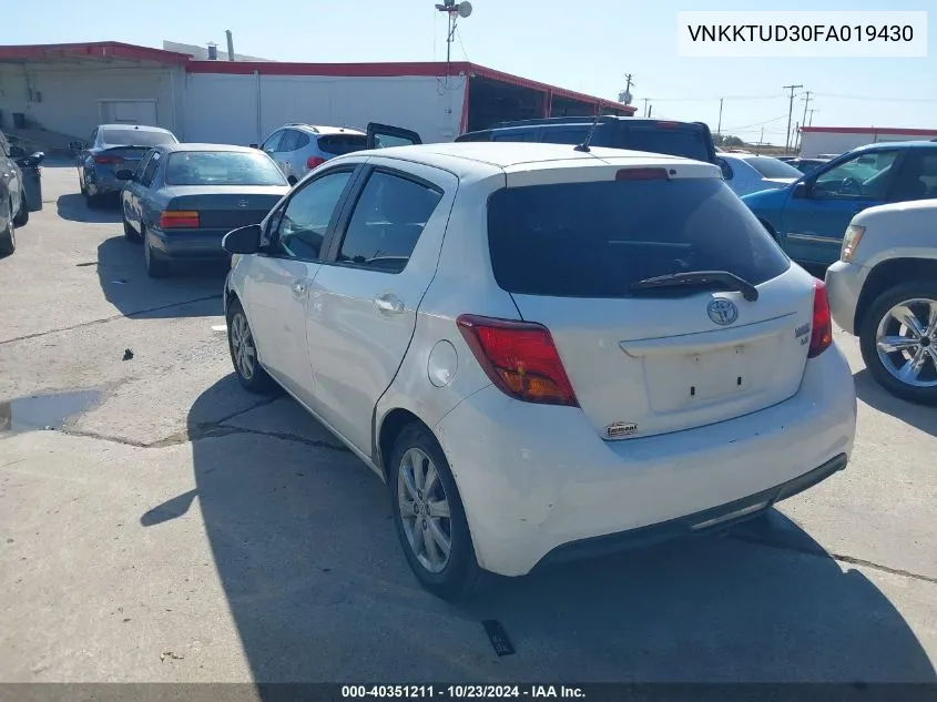 2015 Toyota Yaris Le VIN: VNKKTUD30FA019430 Lot: 40351211