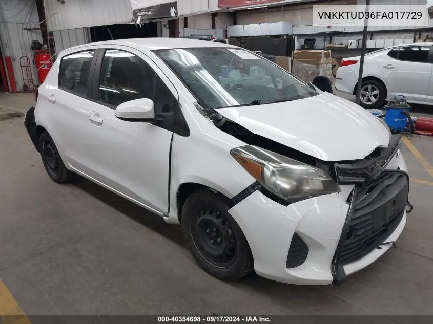 2015 Toyota Yaris L VIN: VNKKTUD36FA017729 Lot: 40354698