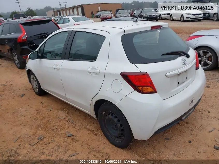 2015 Toyota Yaris VIN: VNKKTUD39FA046125 Lot: 40433610