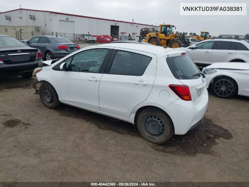 2015 Toyota Yaris L VIN: VNKKTUD39FA038381 Lot: 40442360