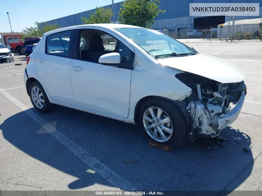 2015 Toyota Yaris Le VIN: VNKKTUD33FA038490 Lot: 40468163